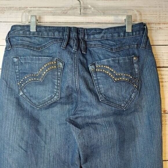 Parasuco Womens Blue Jeans Sz 10 Y2K Beading Back Front Pocket Bootcut Stretch - Picture 4 of 10